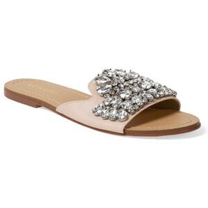 Rhinestone Slide Sandals Cream Size 8.5